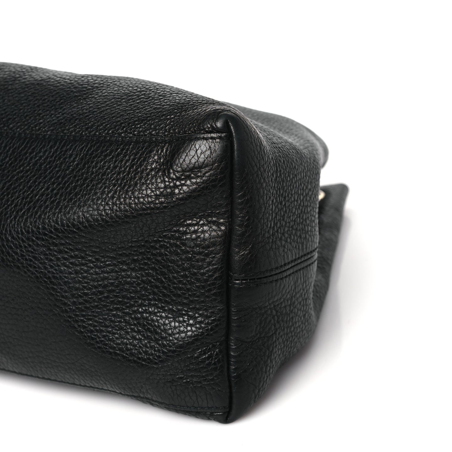 Pebbled Calfskin Large Soho Chain Shoulder Bag Black