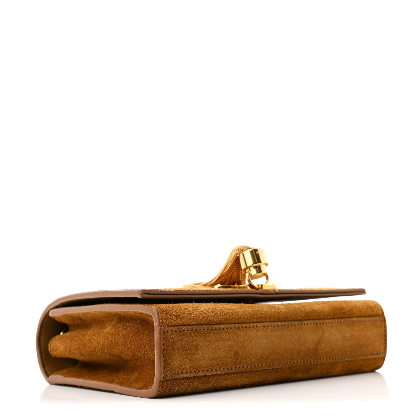 Suede Small Classic Monogram Kate Tassel Satchel Light Ochre