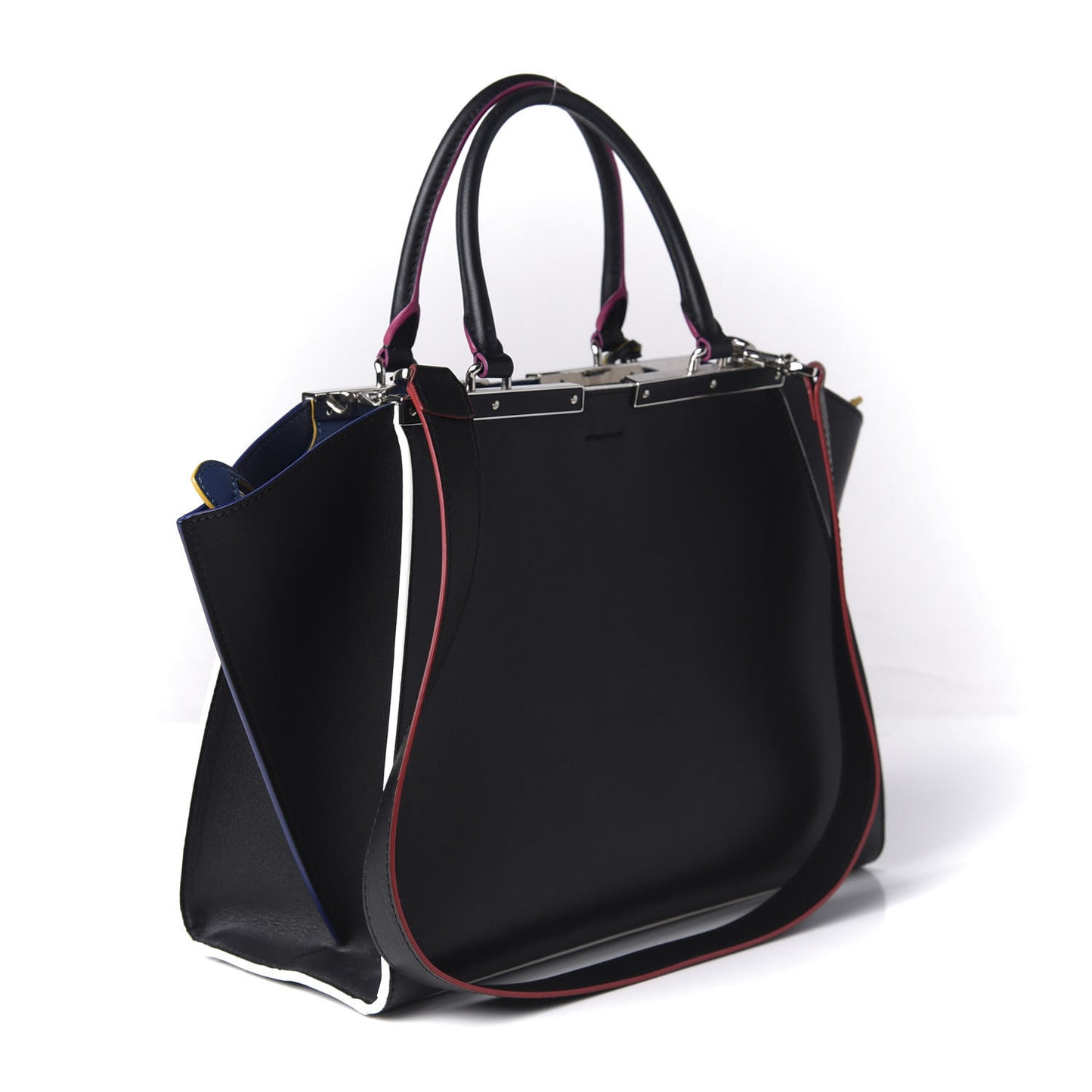 Vitello Dolce Shiny Nappa Petite 3Jours Tote Black Iris