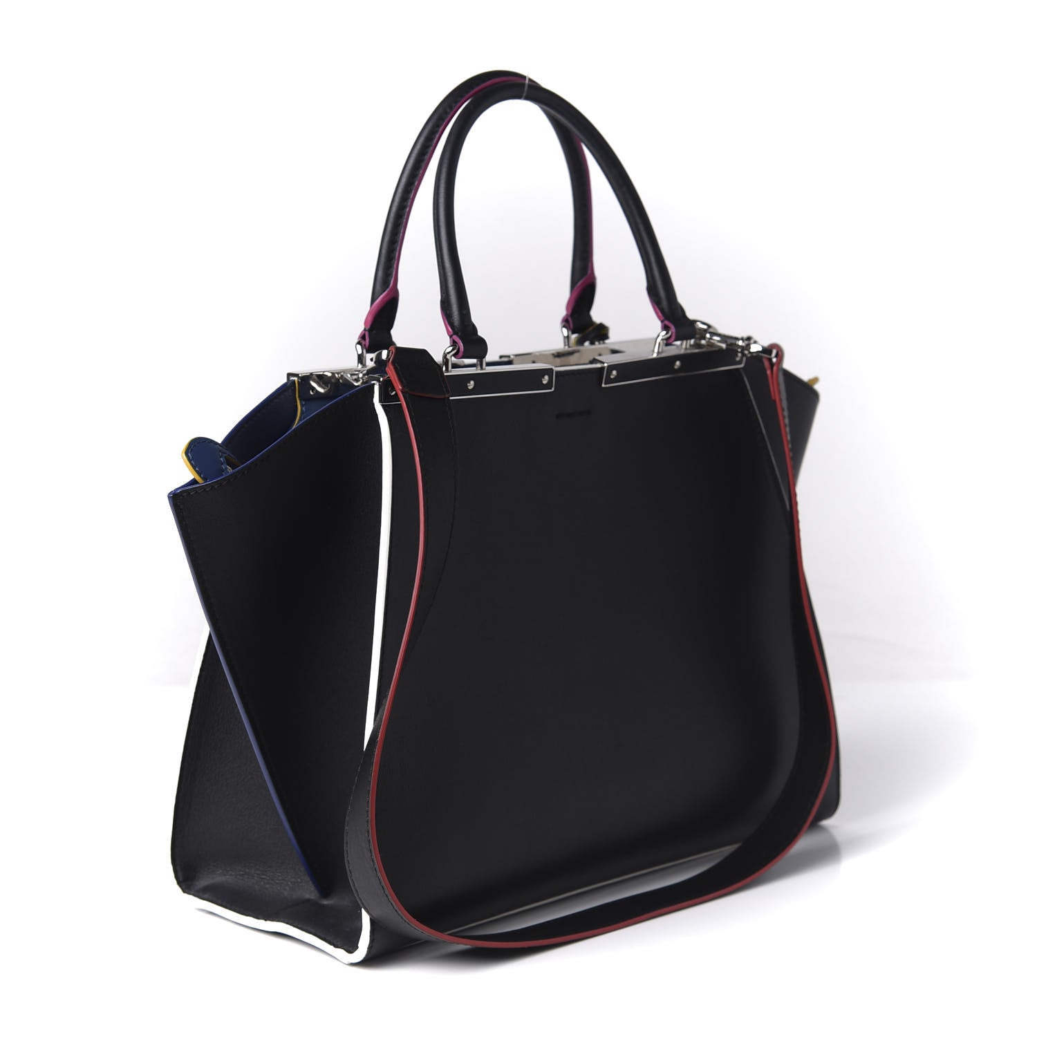 Fendi Vitello Dolce Shiny Nappa Petite 3Jours Tote Black Iris 4 of 11
