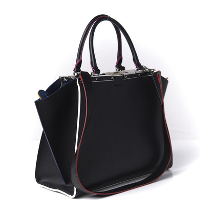 Fendi Vitello Dolce Shiny Nappa Petite 3Jours Tote Black Iris 4 of 11