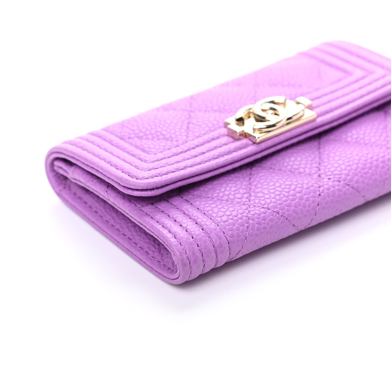 Chanel Caviar Quilted Boy Flap Card Holder Purple 8 of 10