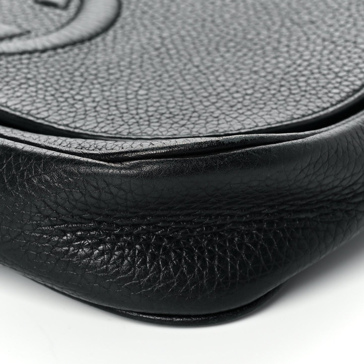Pebbled Calfskin Medium Soho Flap Crossbody Black