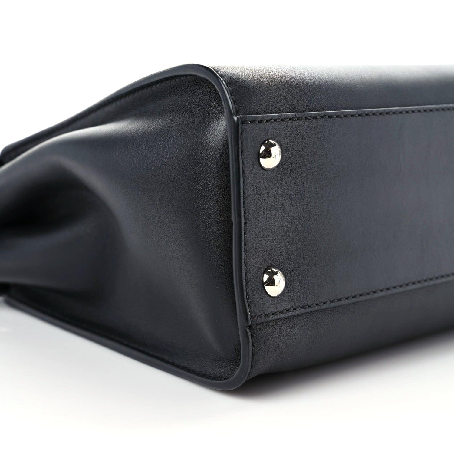 Fendi Vitello Dolce Shiny Nappa Plexglass Granite Medium Peekaboo Iconic Satchel Black 5 of 13