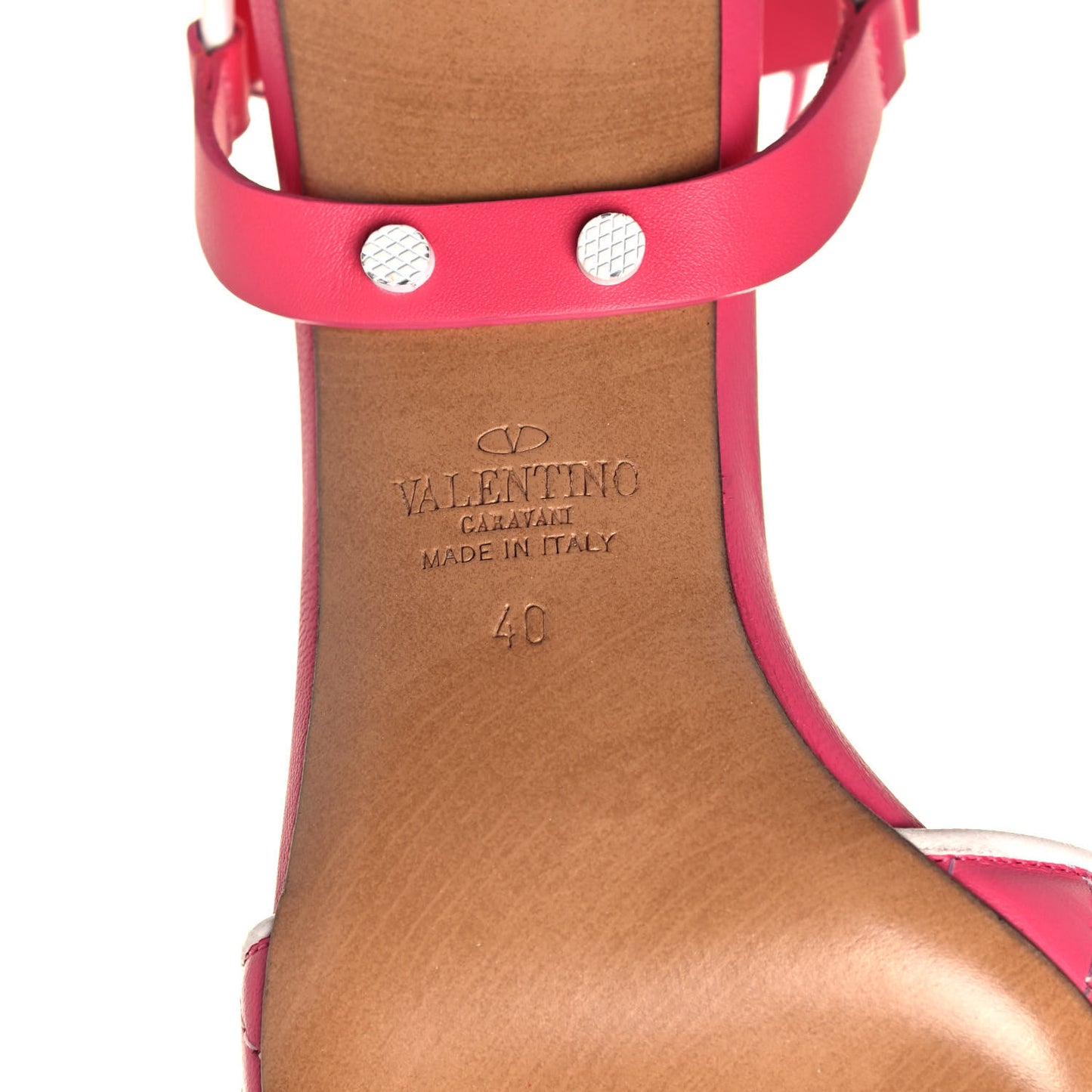 Nappa Free Rockstud Spike 90mm Ankle Strap Sandals 40 Shadow Pink Optic White