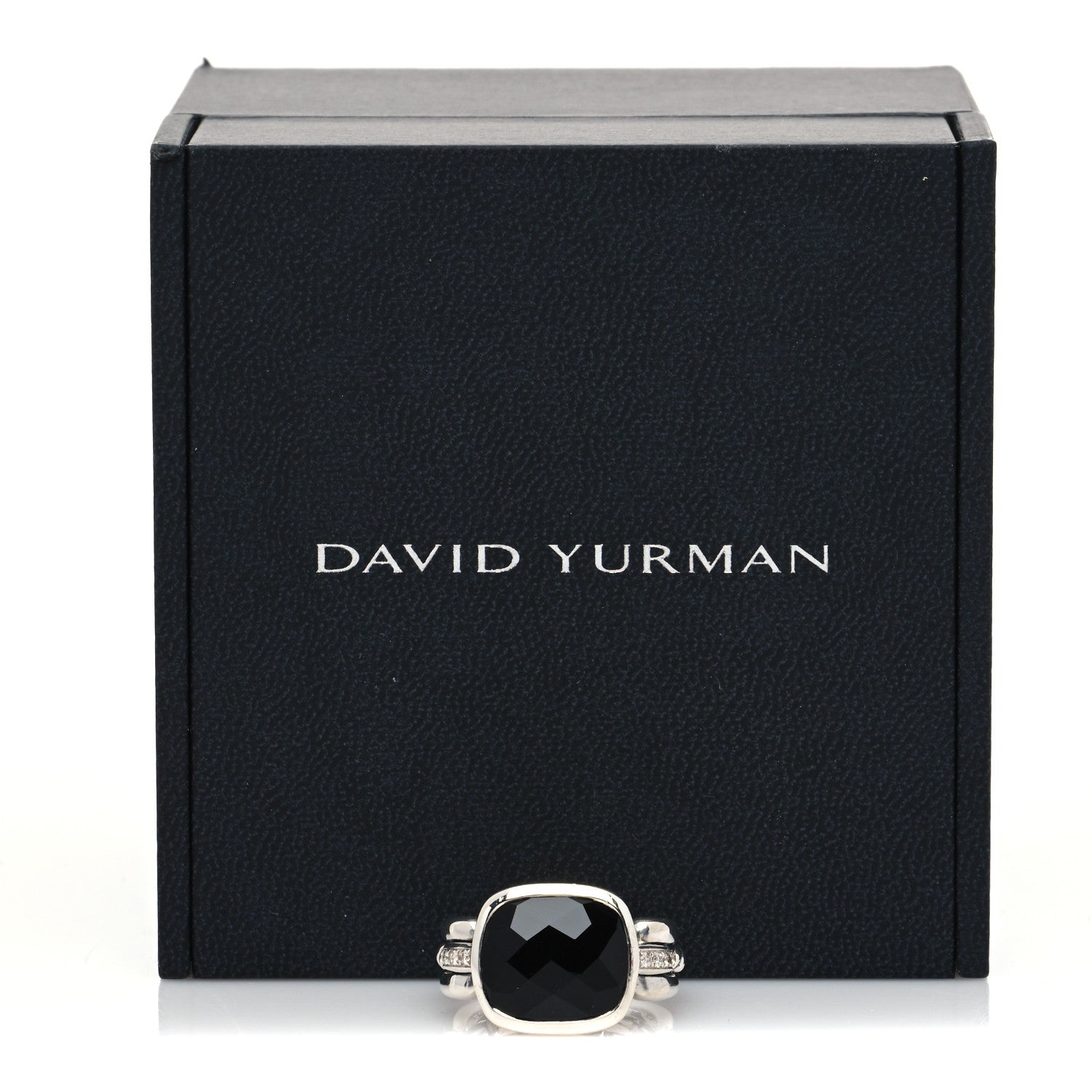 David Yurman Sterling Silver Diamond Black Onyx Wellesley Link Ring 54 7 5 of 5