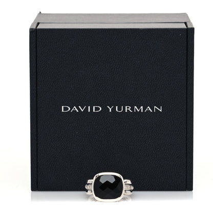 David Yurman Sterling Silver Diamond Black Onyx Wellesley Link Ring 54 7 5 of 5