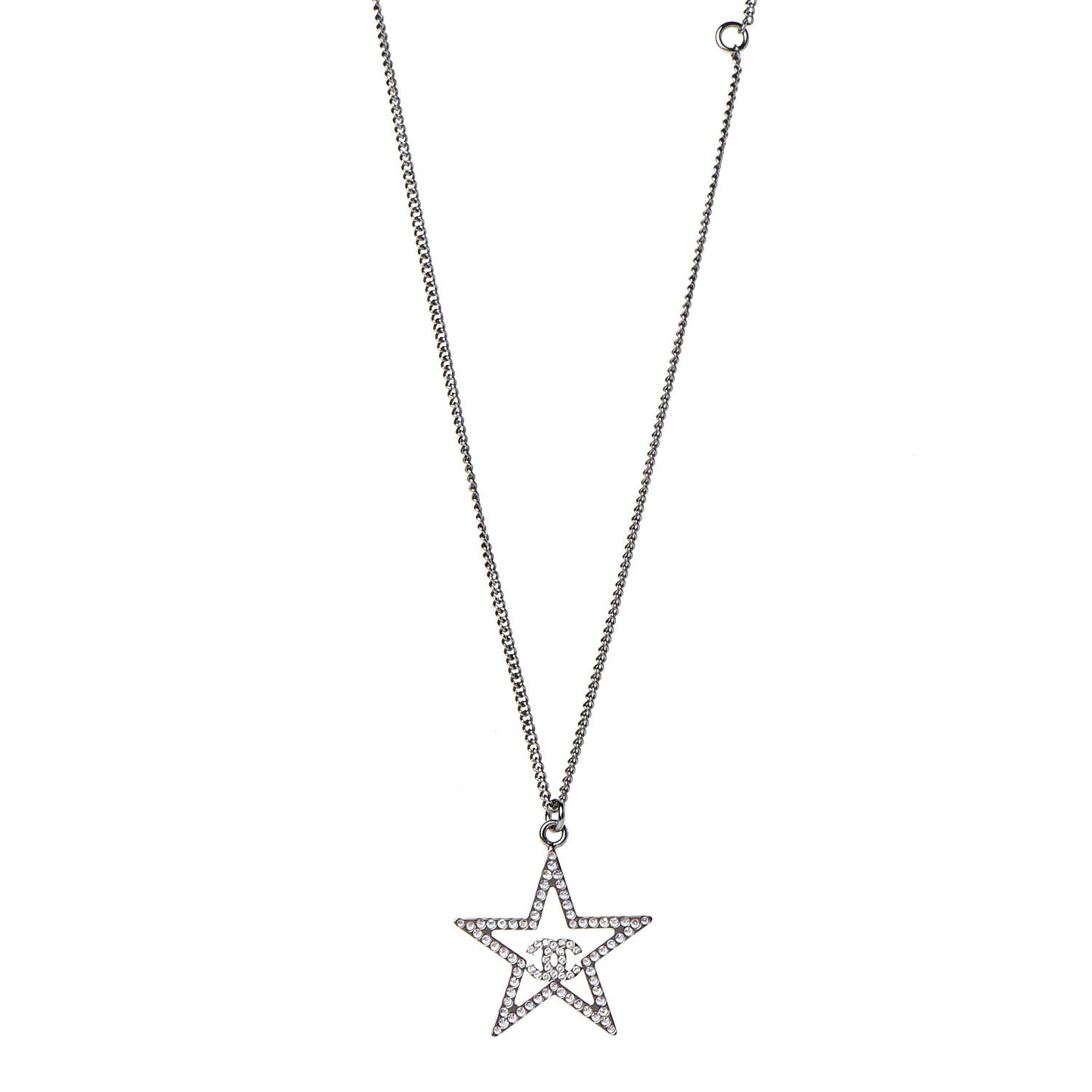 Ruthenium Crystal Star CC Necklace Iridescent Pink