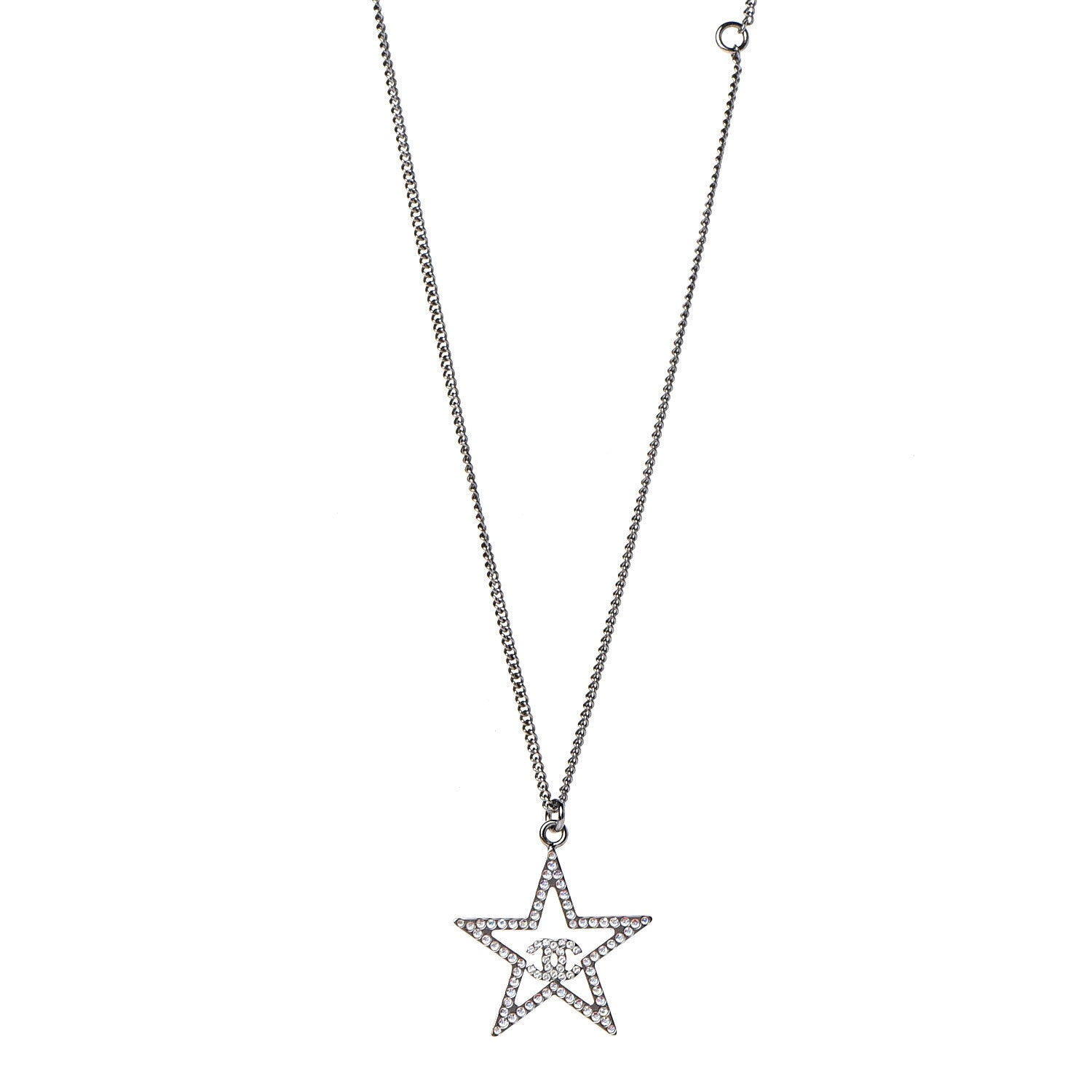 Chanel Ruthenium Crystal Star CC Necklace Iridescent Pink 1 of 5