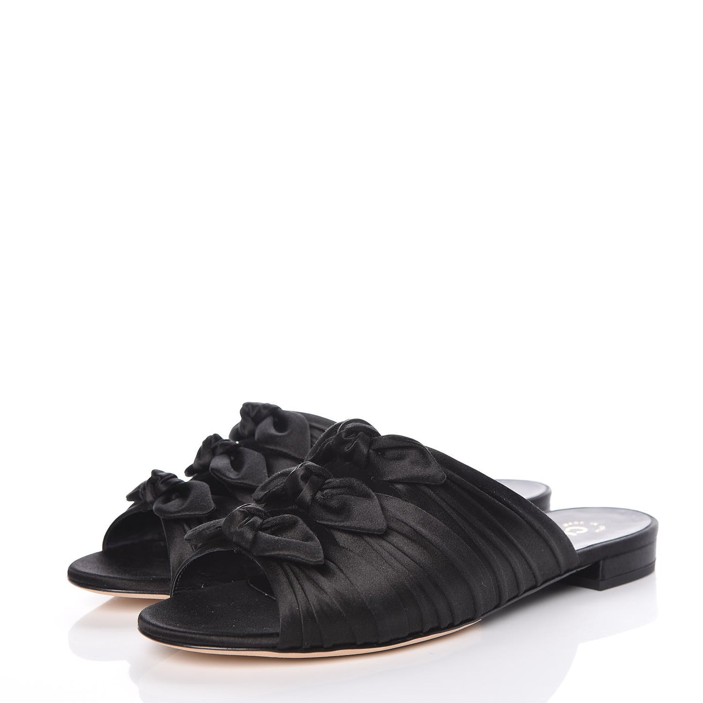 Satin Bow Mules 38 Black