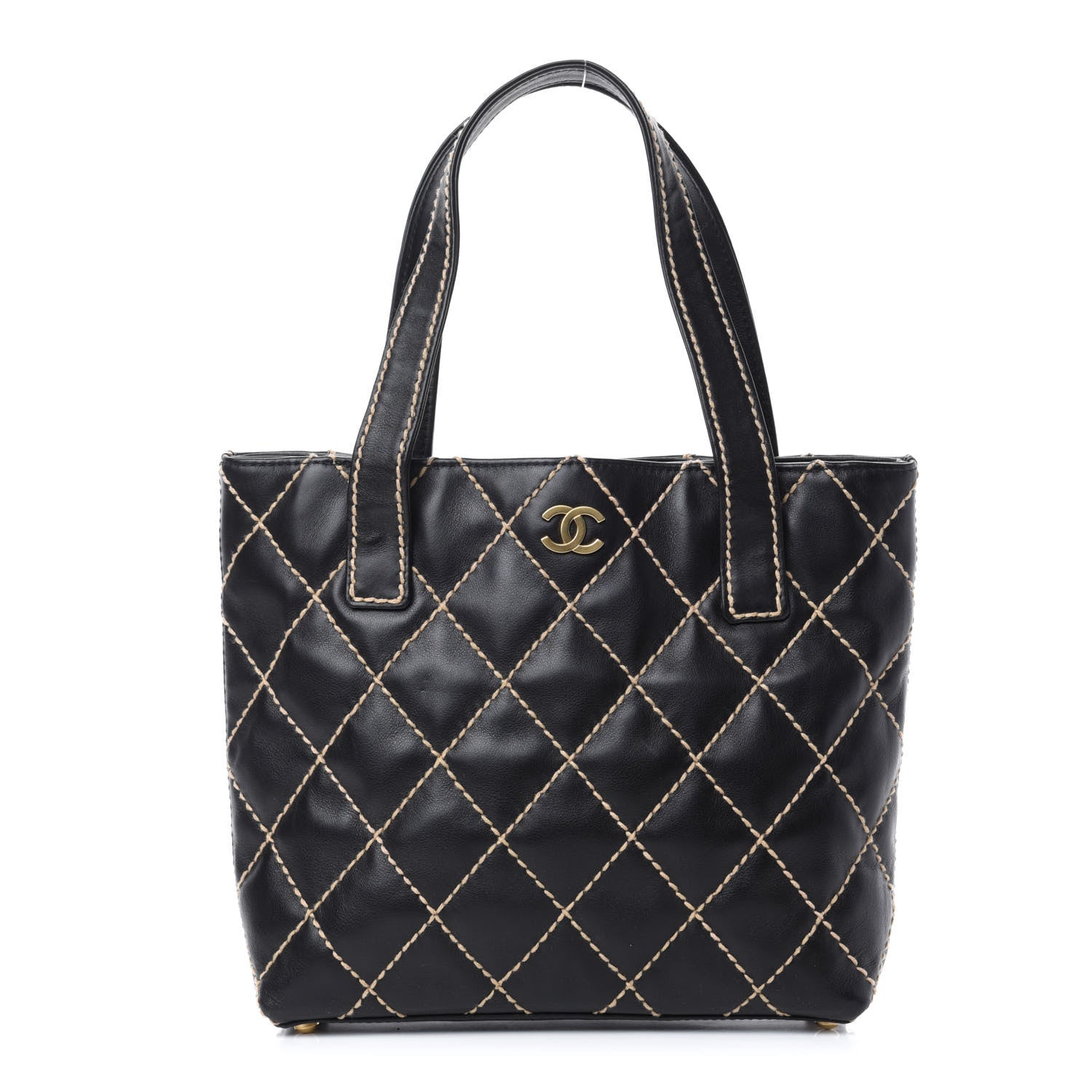 Chanel Calfskin Contrast Stitch Surpique Tote Black 1 of 10