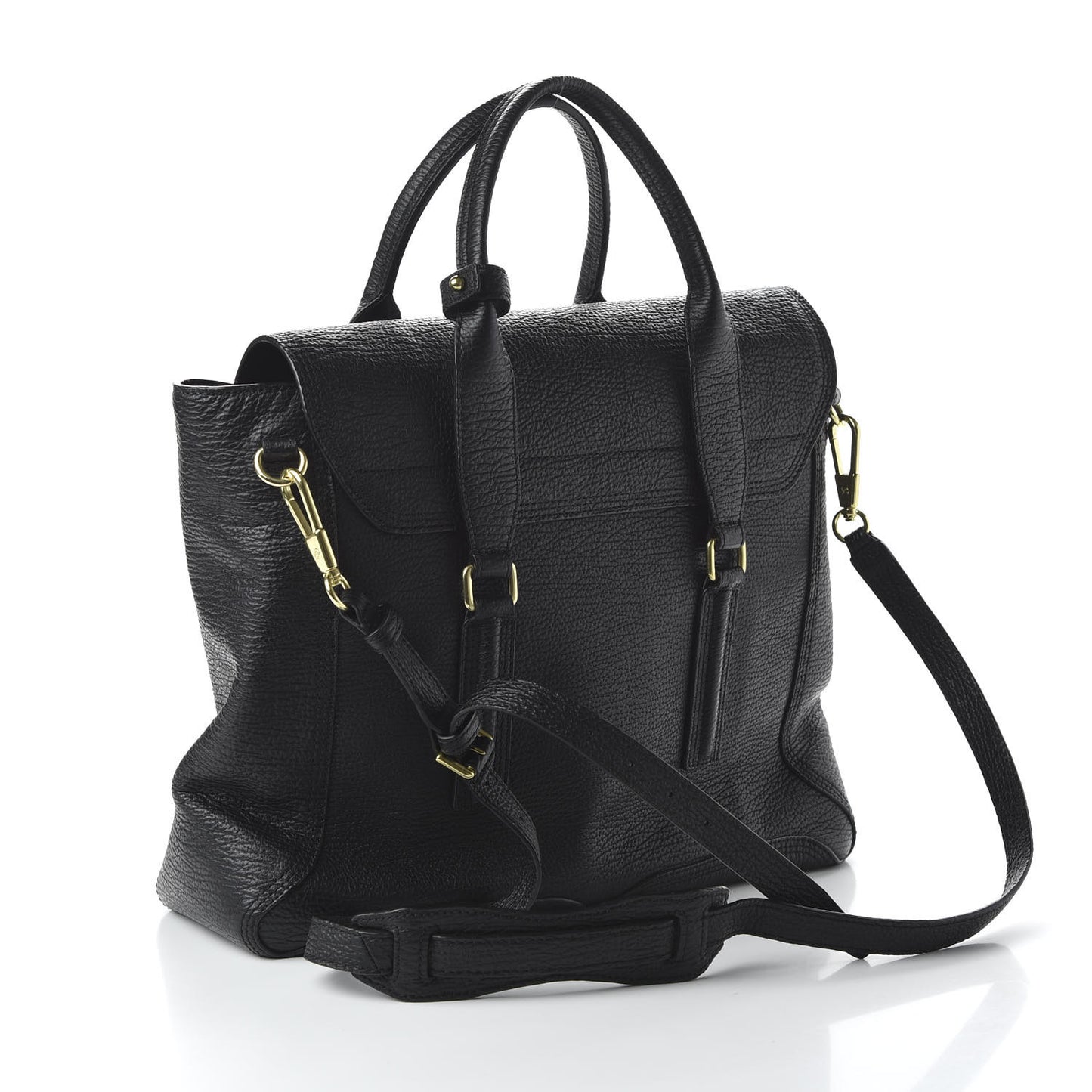 3.1 Textured Calfskin Large Pashli Satchel Black