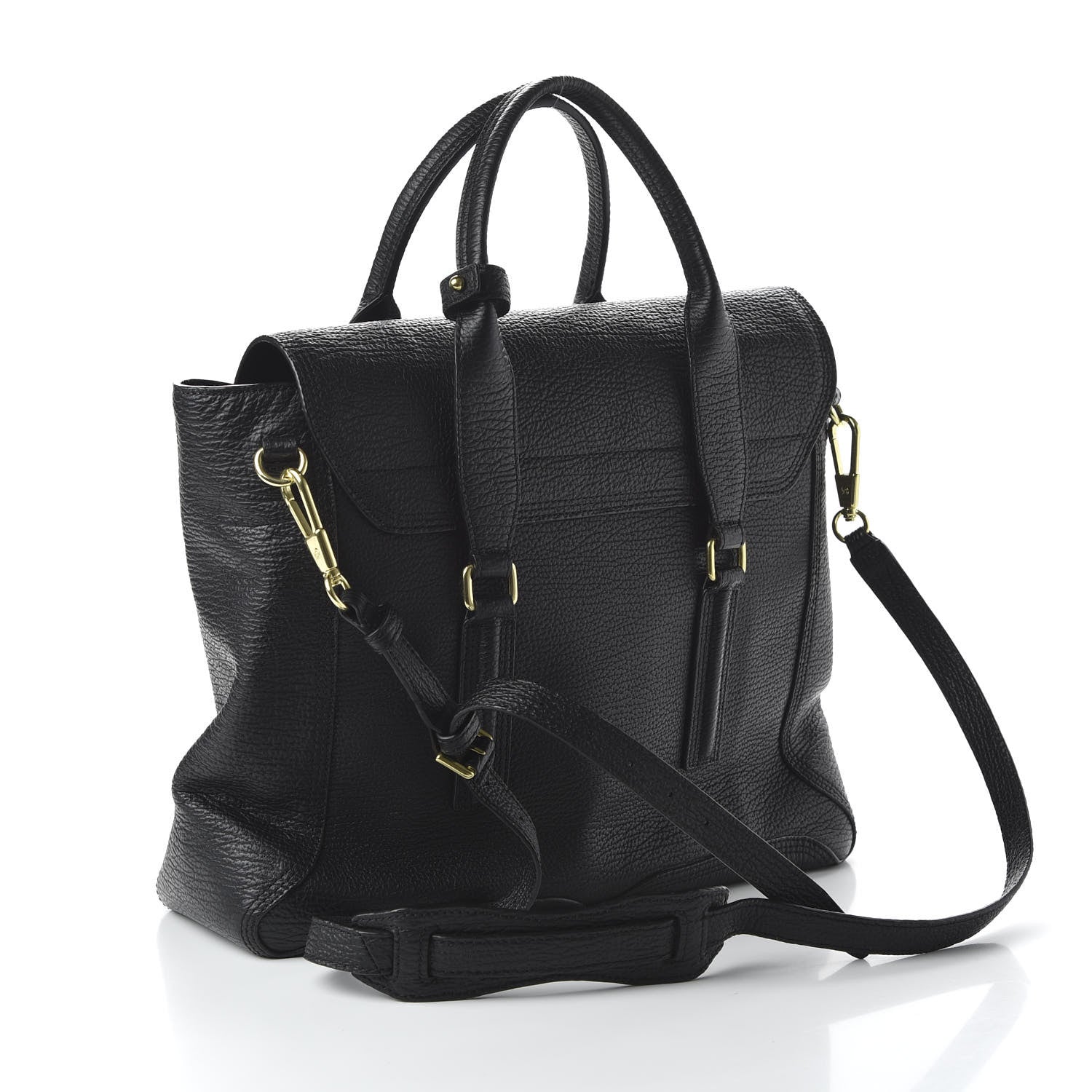 3.1 Phillip Lim 3.1 Textured Calfskin Large Pashli Satchel Black 3 of 10