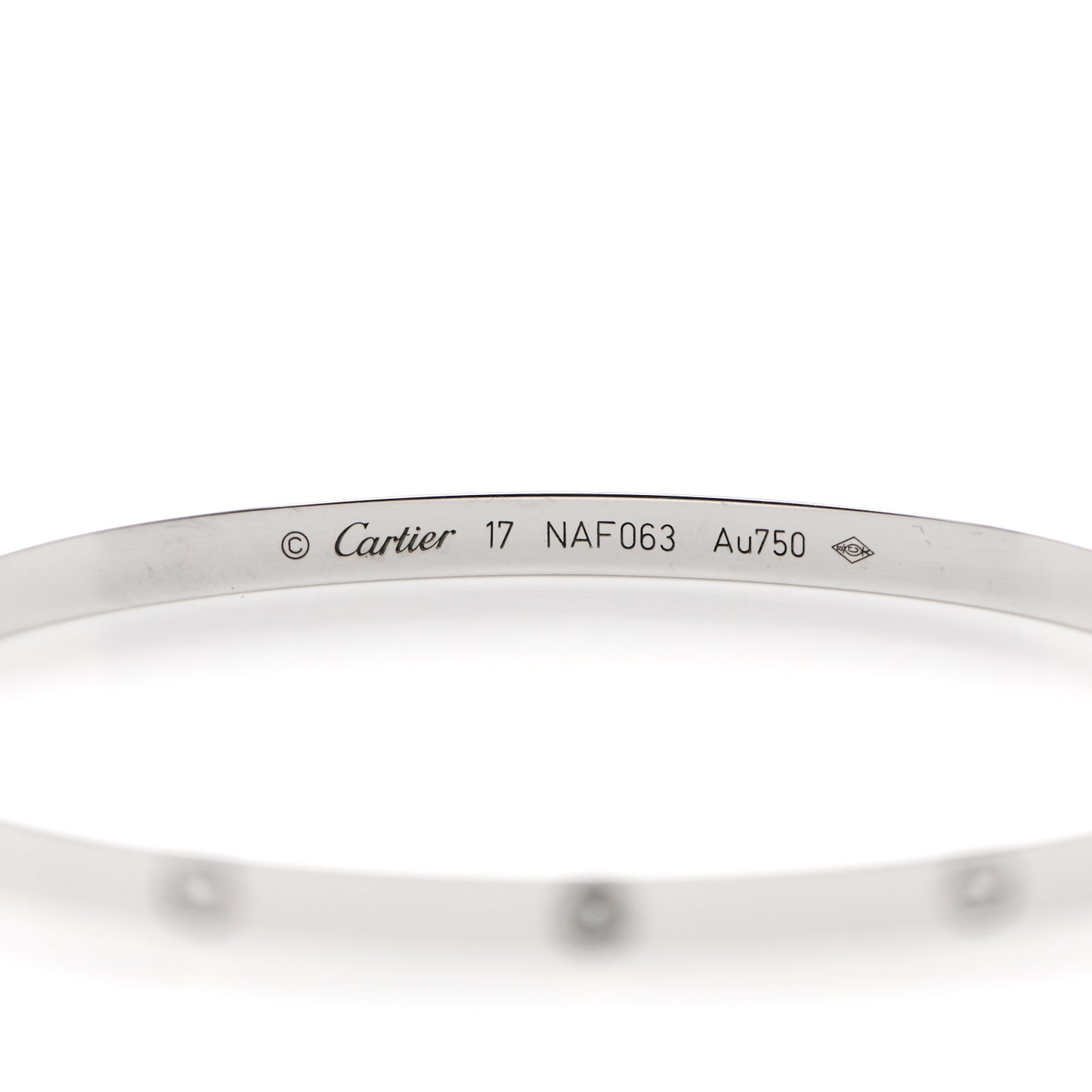 18K White Gold 6 Diamond Small LOVE Bracelet 17