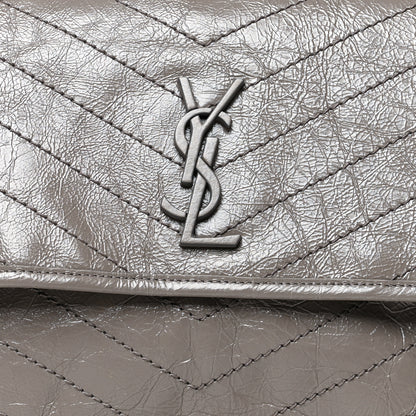 Saint Laurent Crinkled Calfskin Matelasse Monogram Large Niki Chain Satchel Fog 8 of 10