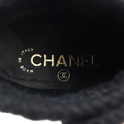 Chanel Calfskin Knit CC Short Boots 36 Black 6 of 9
