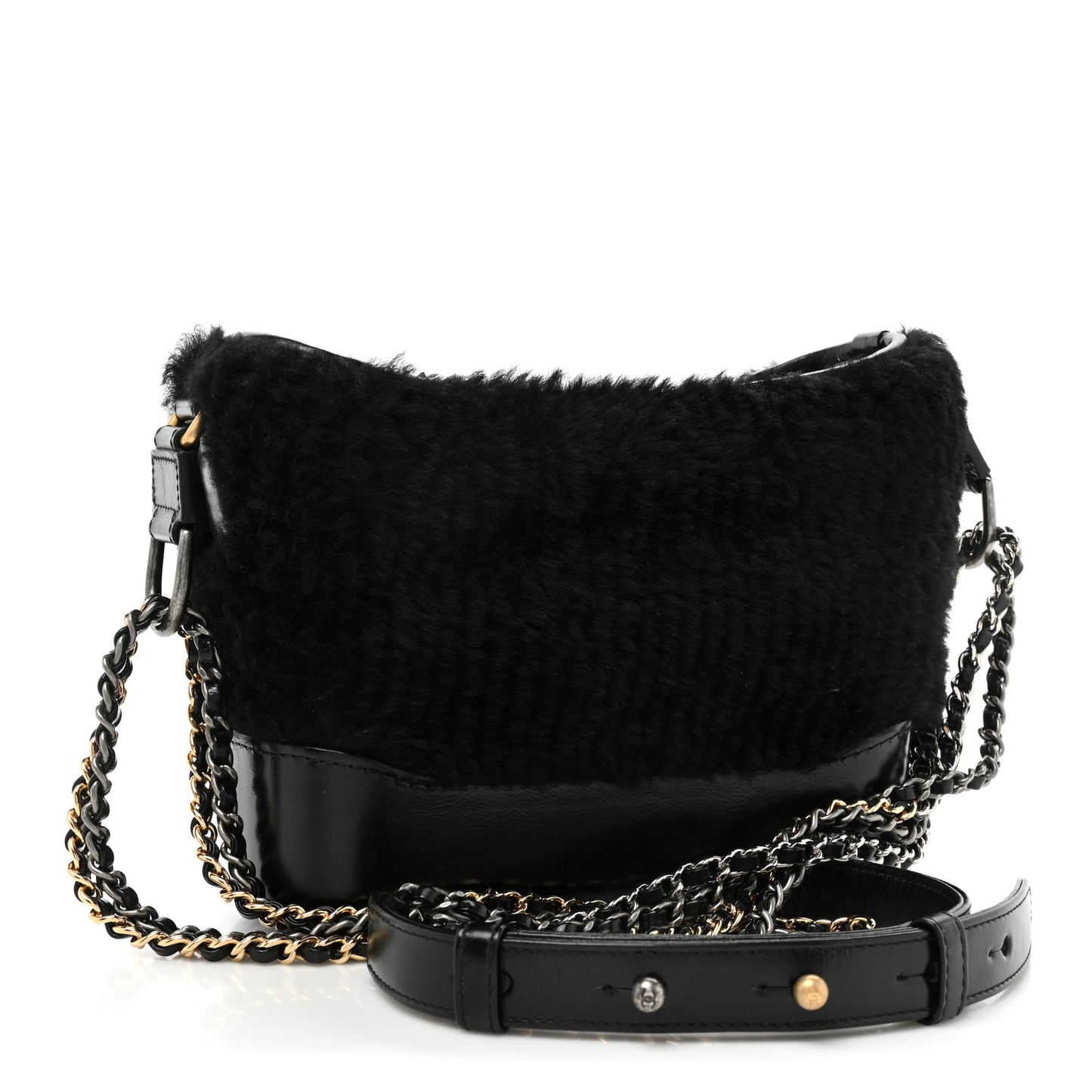 Shearling Small Gabrielle Hobo Black