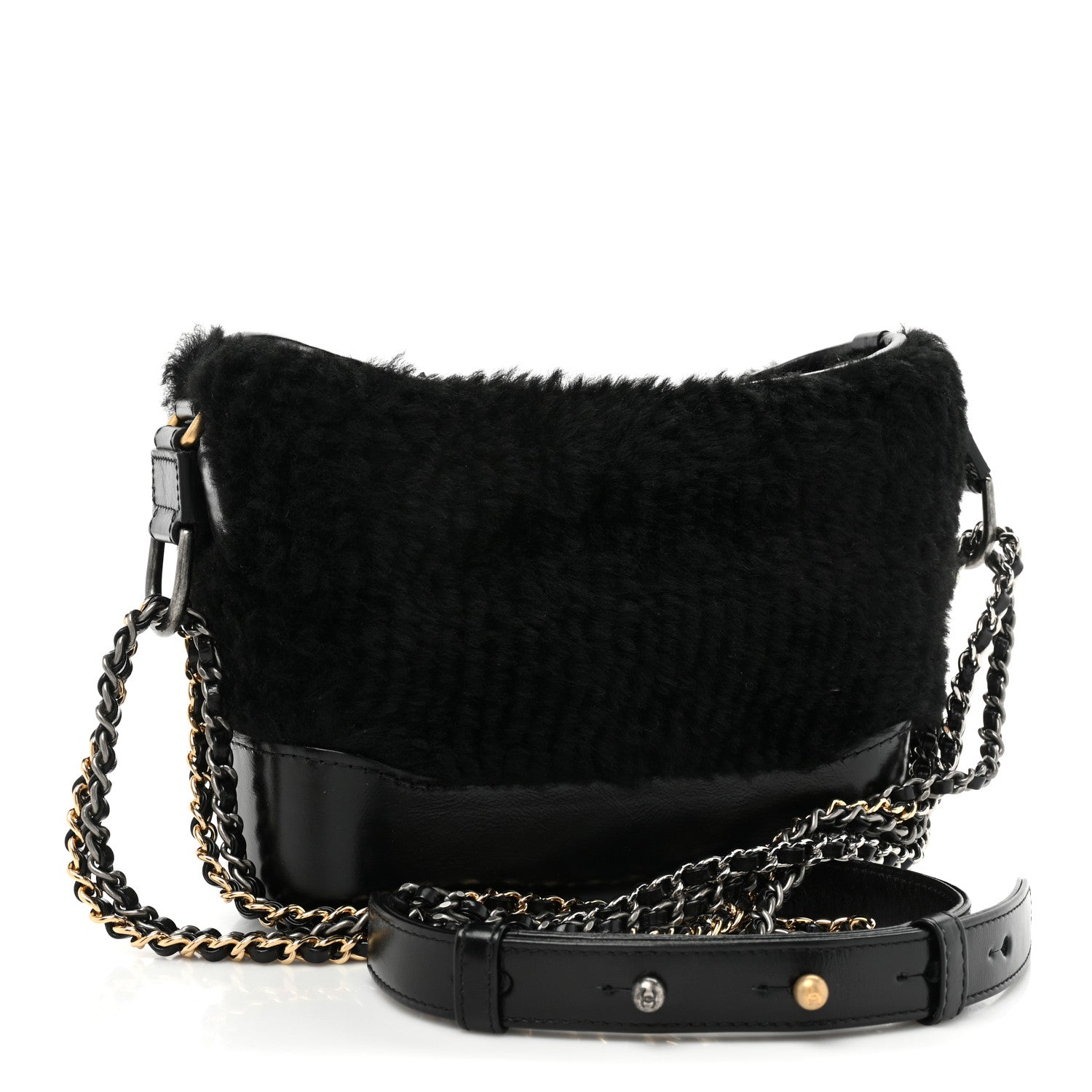Chanel Shearling Small Gabrielle Hobo Black 3 of 10