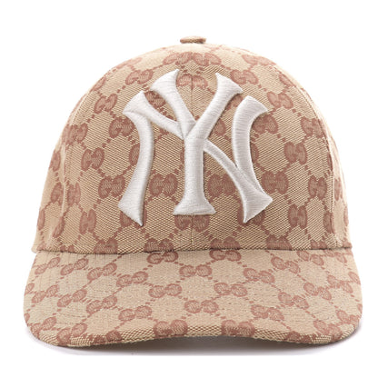 Gucci X MLB Monogram NY Yankees Baseball Hat 57-61 Beige Ruggine 3 of 10