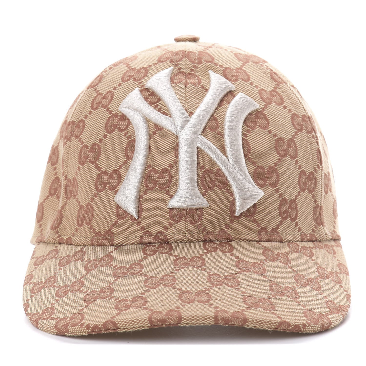 Gucci X MLB Monogram NY Yankees Baseball Hat 57-61 Beige Ruggine 3 of 11