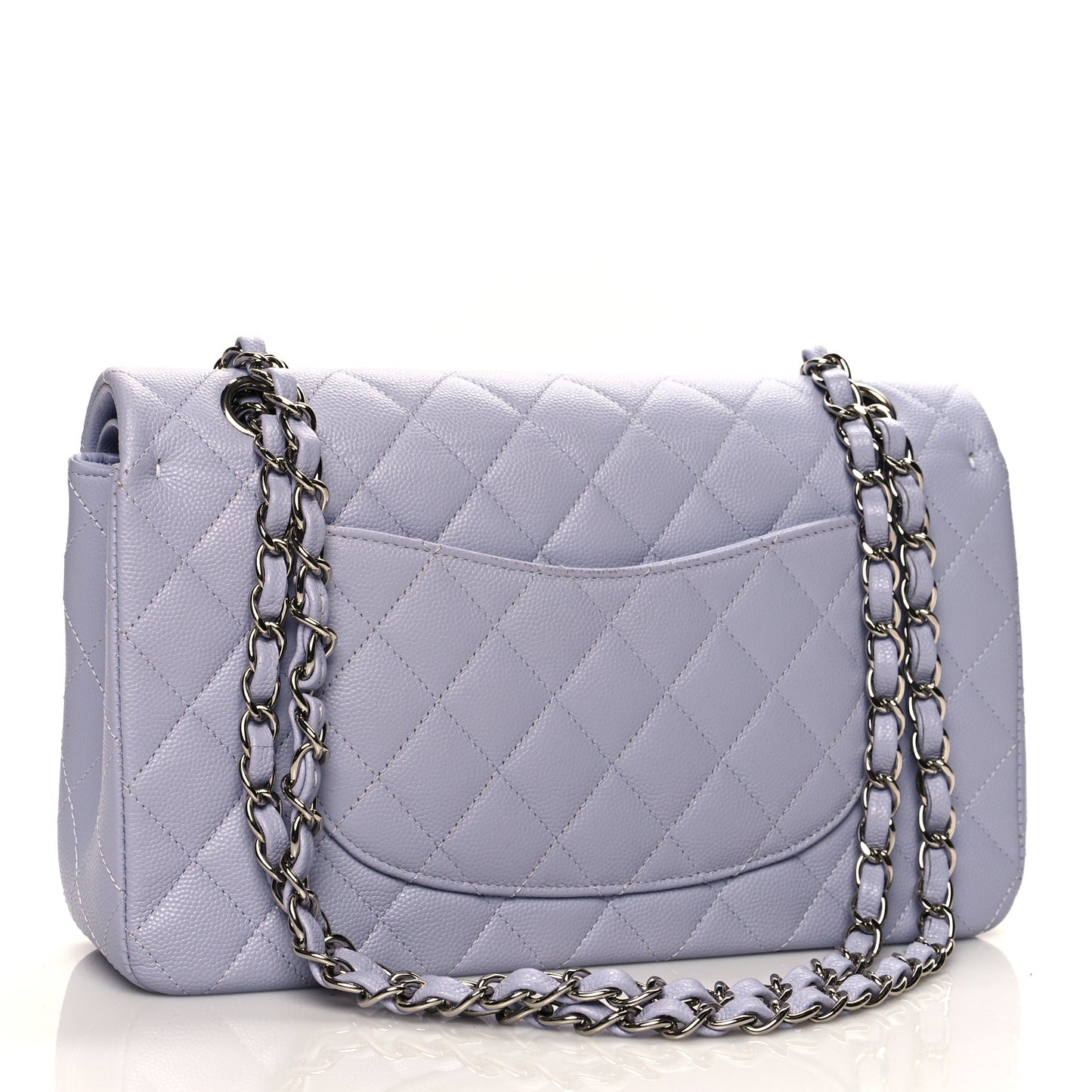 Caviar Quilted Medium Double Flap Light Purple