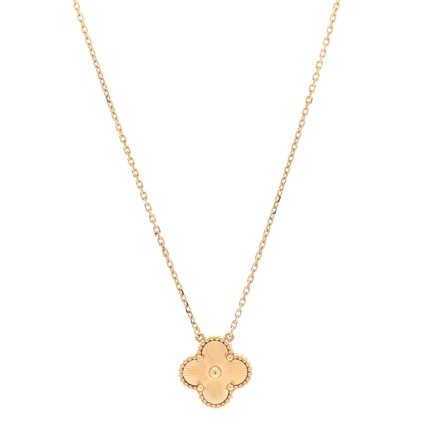 18K Yellow Gold Guilloche Vintage Alhambra Pendant Necklace