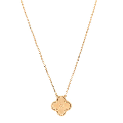 Van Cleef & Arpels 18K Yellow Gold Guilloche Vintage Alhambra Pendant Necklace 1 of 5