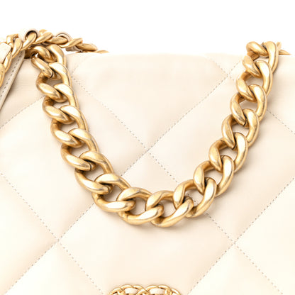 Chanel Lambskin Quilted Maxi Chanel 19 Flap Light Beige 9 of 13