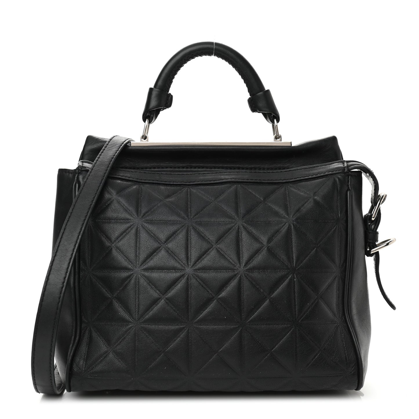 Calfskin Quilted Small Ryder Satchel Black