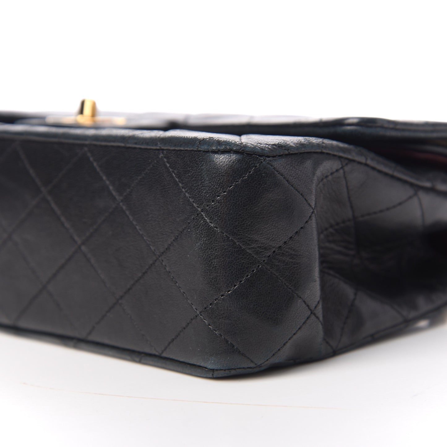 Lambskin Quilted Medium Double Flap Black