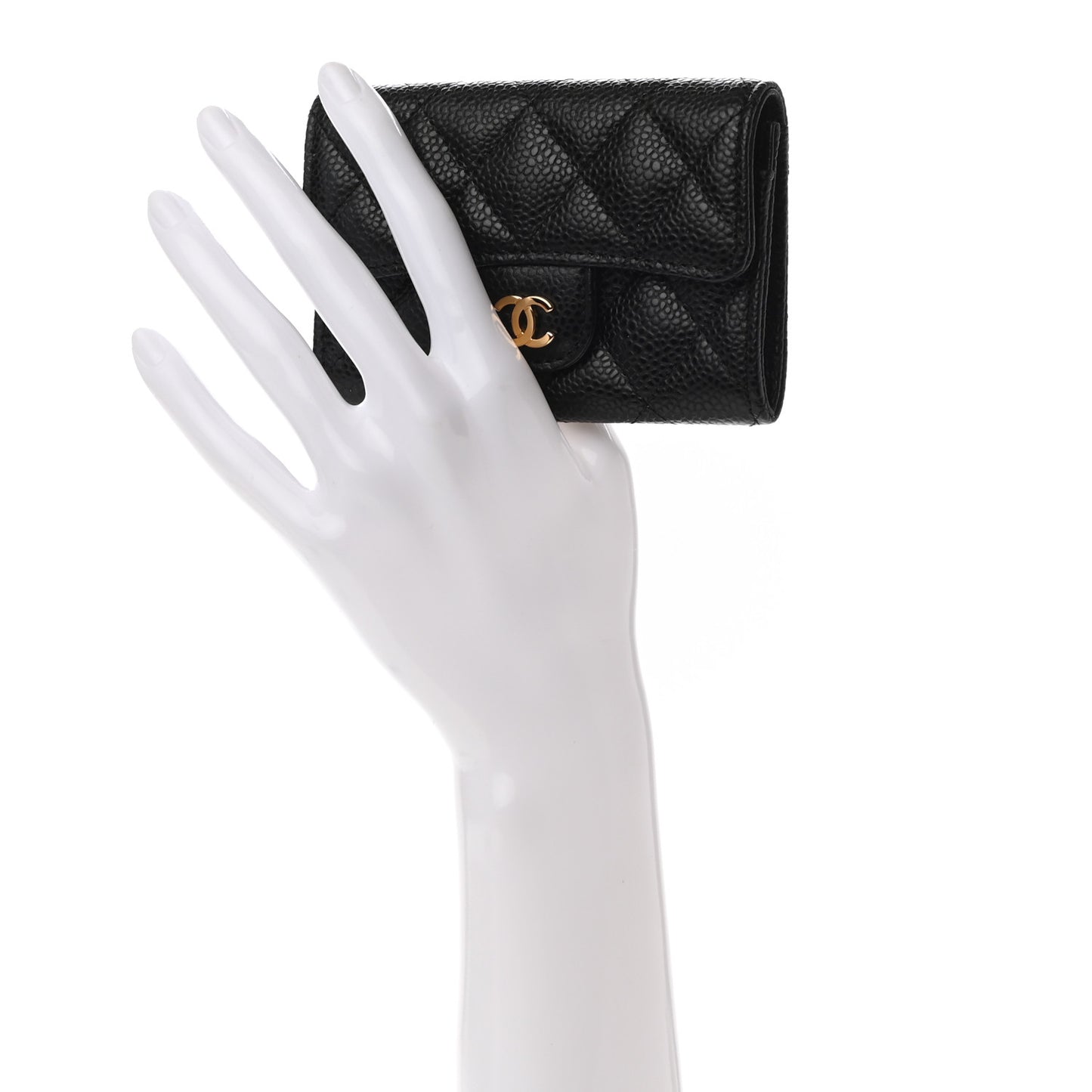 Caviar Quilted Flap Card Holder Black