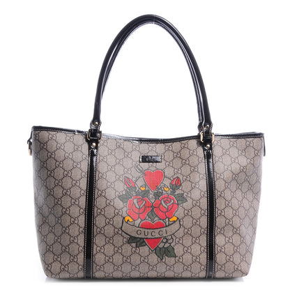 Gucci GG Plus Monogram Tattoo Heart Medium Joy Tote Dark Brown 1 of 8