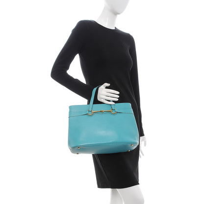 Gucci Calfskin Medium Bright Bit Top Handle Tote Turquoise 3 of 8
