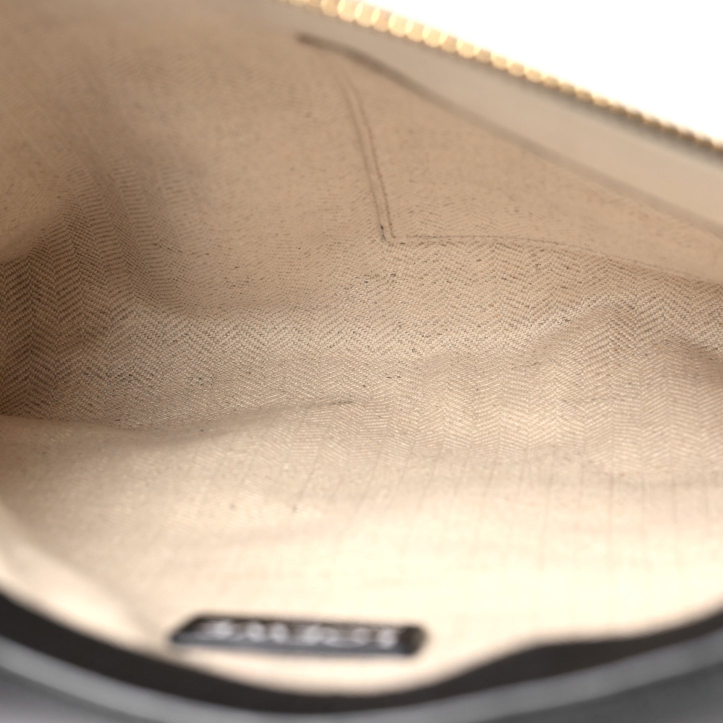 Calfskin Linen Embossed Large T Pouch Black