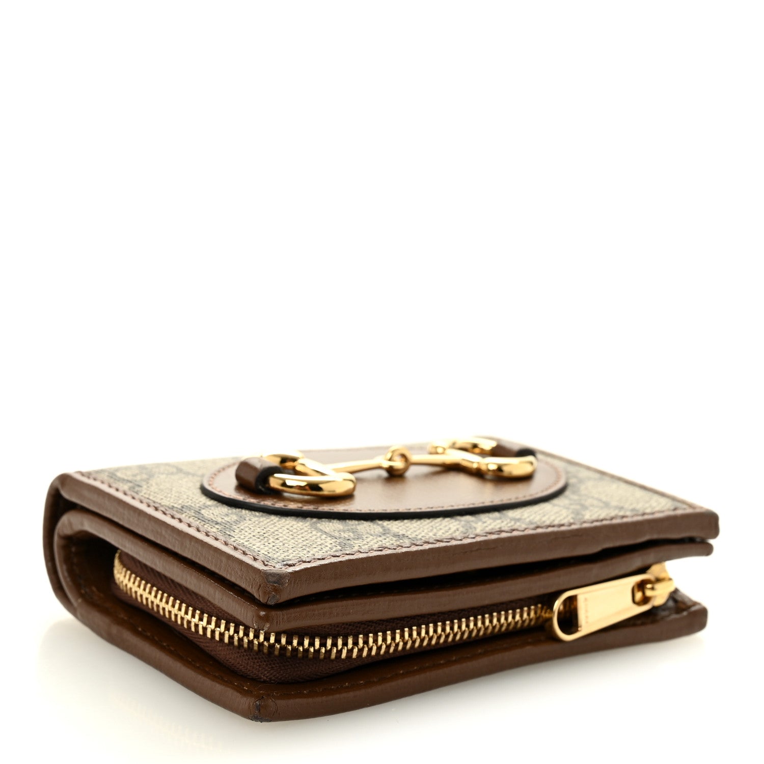 Gucci GG Supreme Monogram Horsebit 1955 Card Case Wallet Beige Ebony Brown Sugar 4 of 7