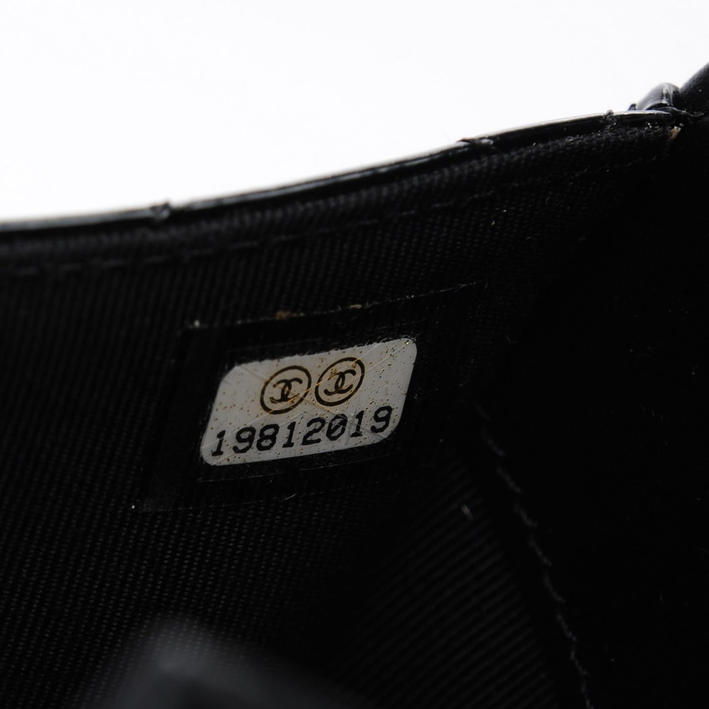 Patent Calfskin Quilted Small Flap Wallet Black