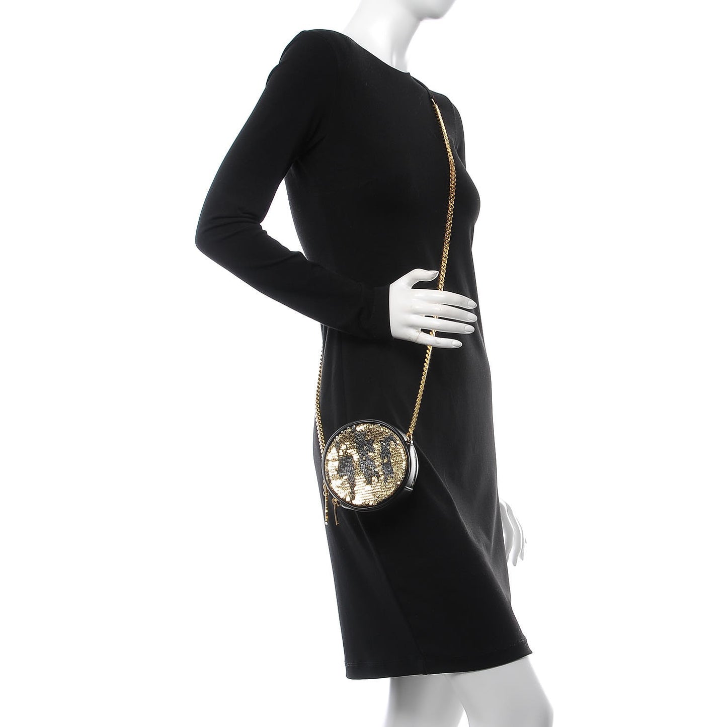 Sequin Small Bubble Chain Crossbody Black