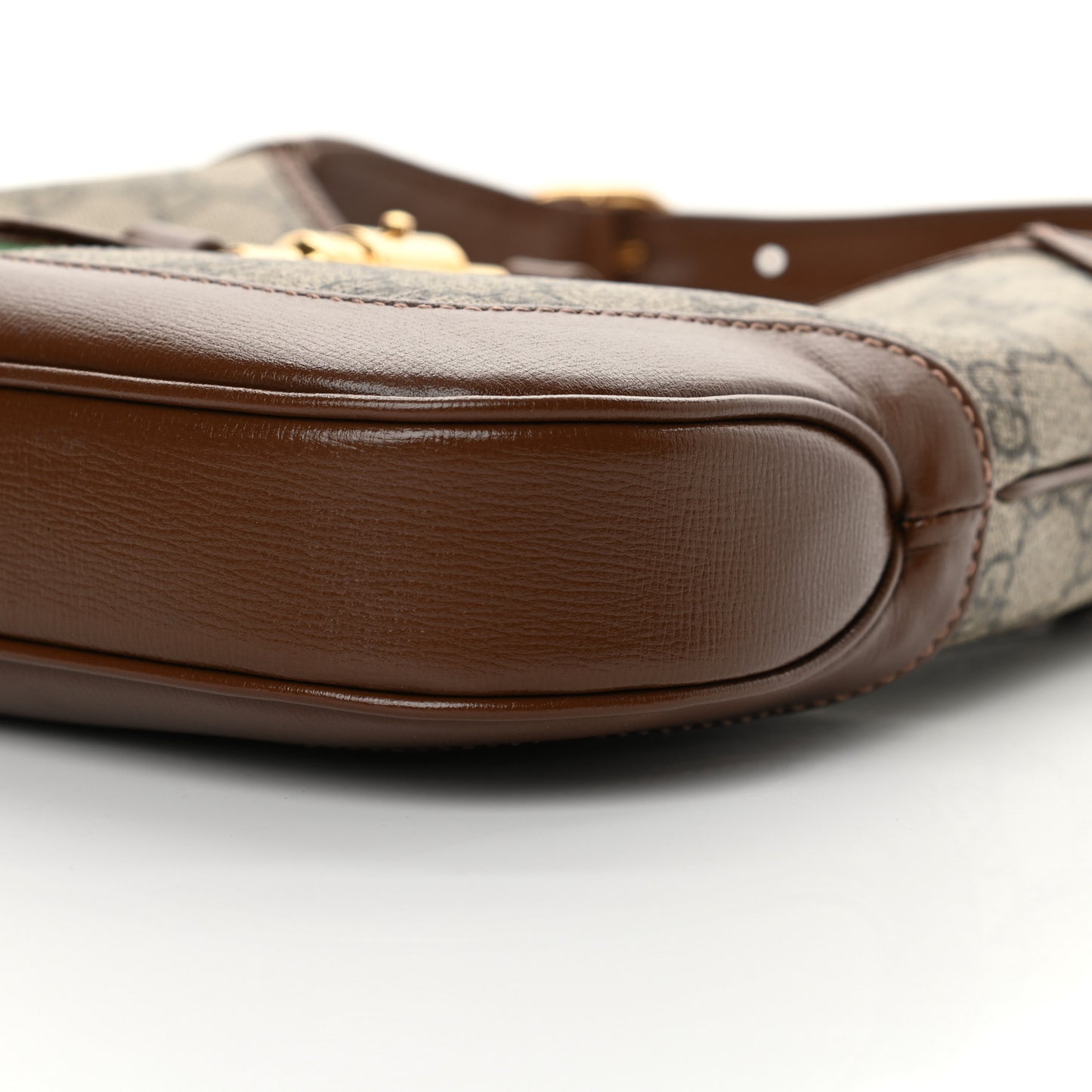 GG Supreme Monogram Azalea Calfskin Web Small Jackie 1961 Hobo Beige Ebony Brown Sugar