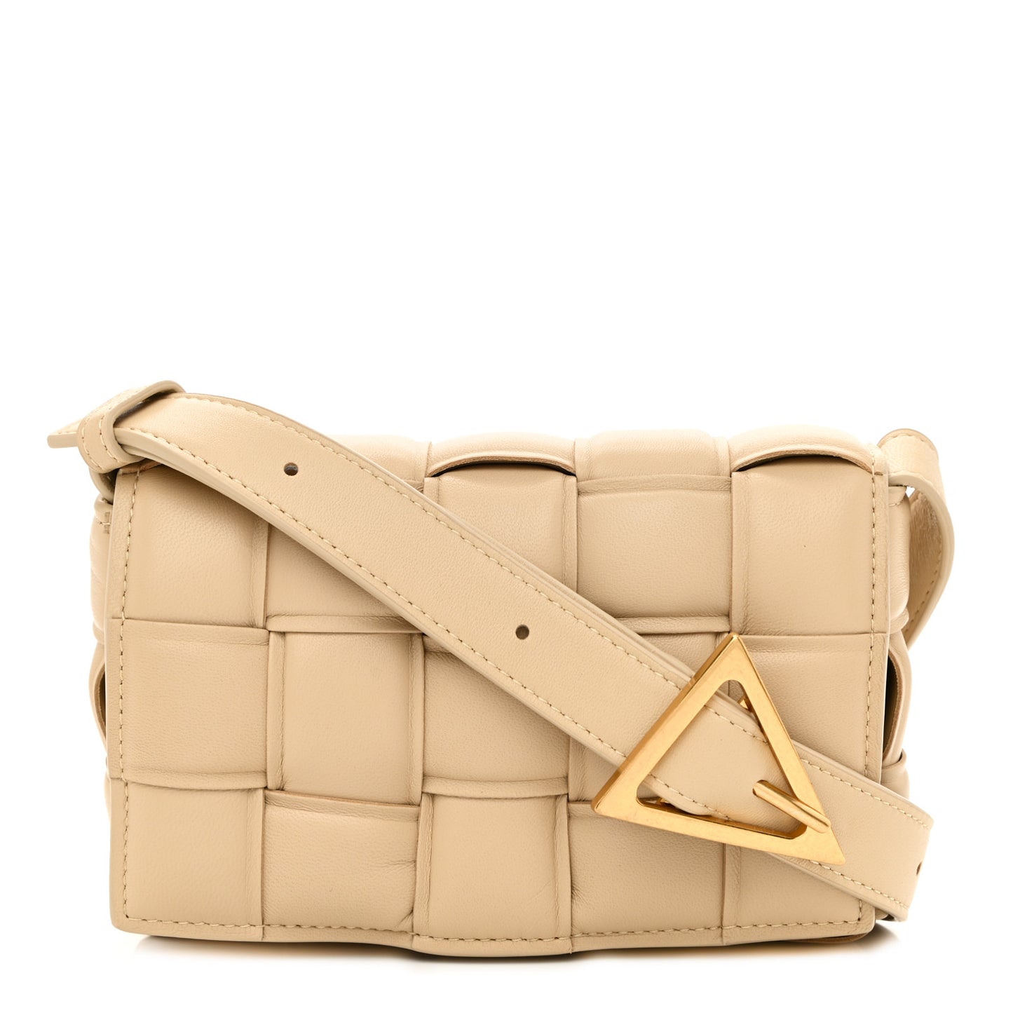 Nappa Maxi Intreccio Small Padded Cassette Crossbody Bag Porridge