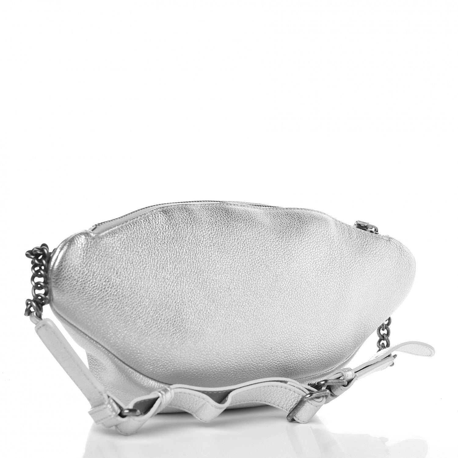 Chanel Metallic Grained Calfskin Quilted Casual Rock Waist Bag Fanny Pack Silver 3 of 7