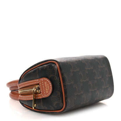 Celine Triomphe Canvas Calfskin Mini Boston Bag Tan 4 of 11