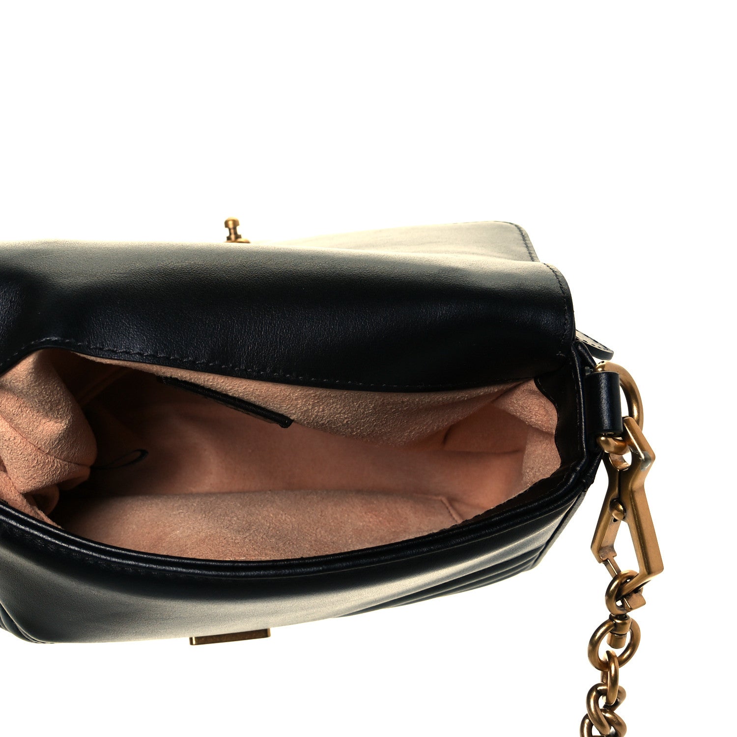 Gucci Calfskin Matelasse Mini GG Marmont Top Handle Shoulder Bag Black 13 of 15