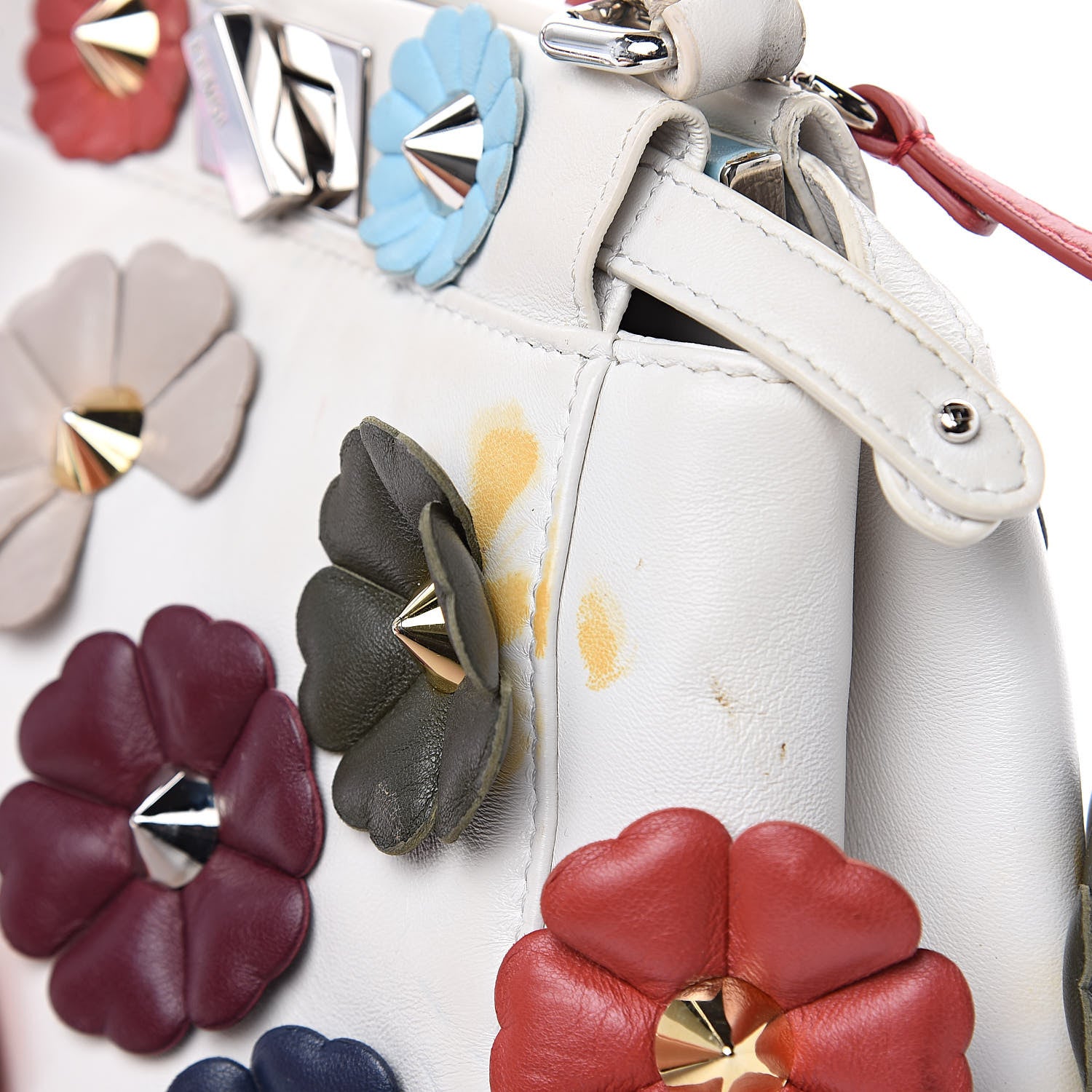 Fendi Nappa Flowerland Mini Peekaboo Iconic Satchel White Ice Multicolor 12 of 19