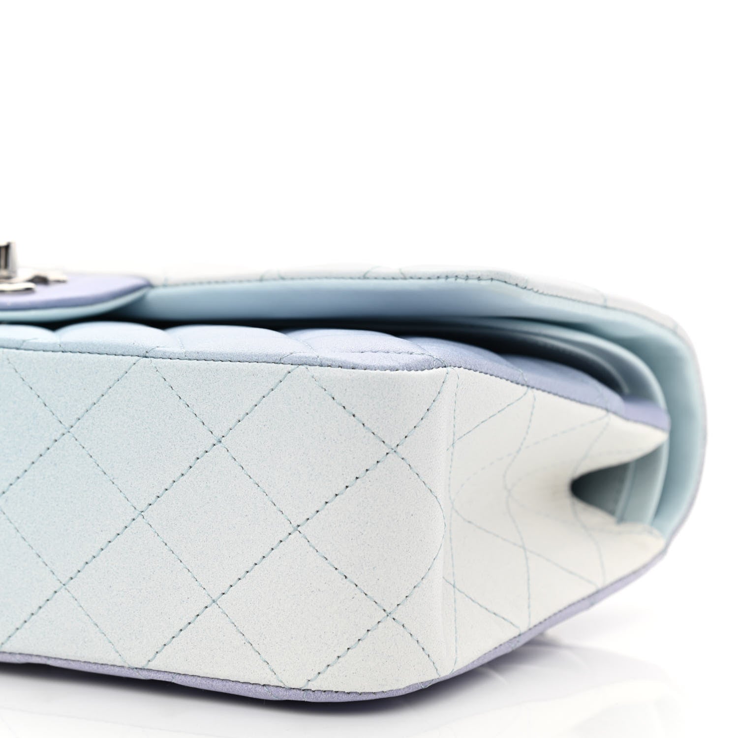 Chanel Perforated Lambskin Quilted Medium Double Flap Light Blue Light Purple White 10 of 11