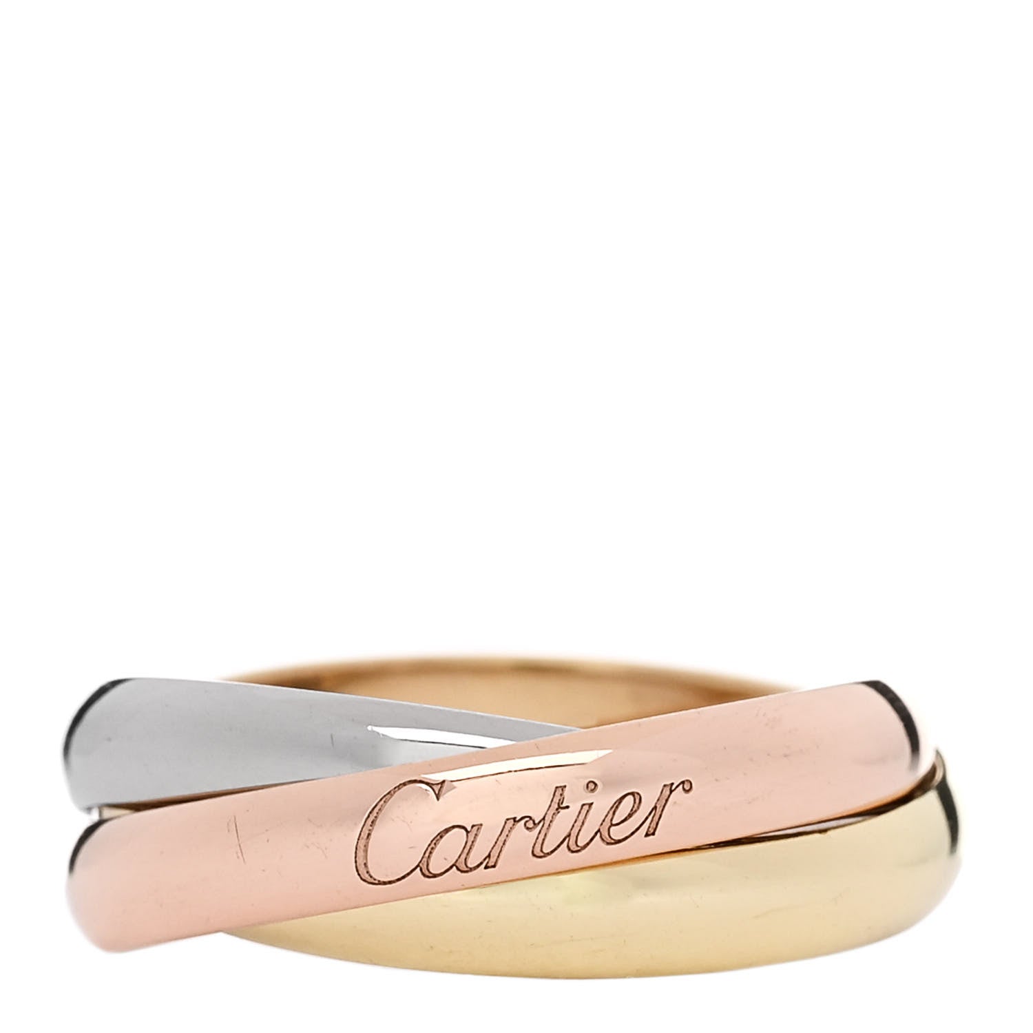 Cartier 18K Pink Yellow White Gold Small Trinity Ring 50 5.25 1 of 5
