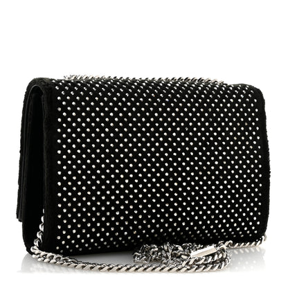 Saint Laurent Velvet Crystal Studded Monogram Small Kate Satchel Black 3 of 13