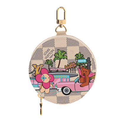 Louis Vuitton Damier Azur 2021 Christmas Animation Hollywood Bag Charm Fuchsia 1 of 5
