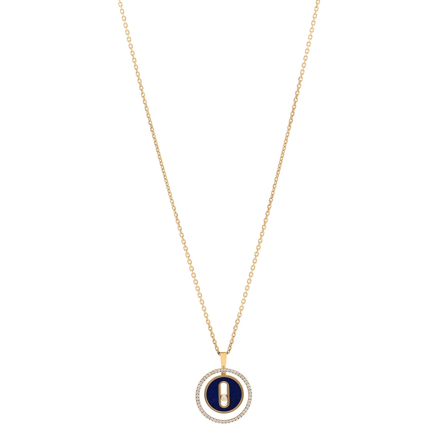 18K Yellow Gold Diamond Lapis Lazuli PM Lucky Move Pendant Necklace