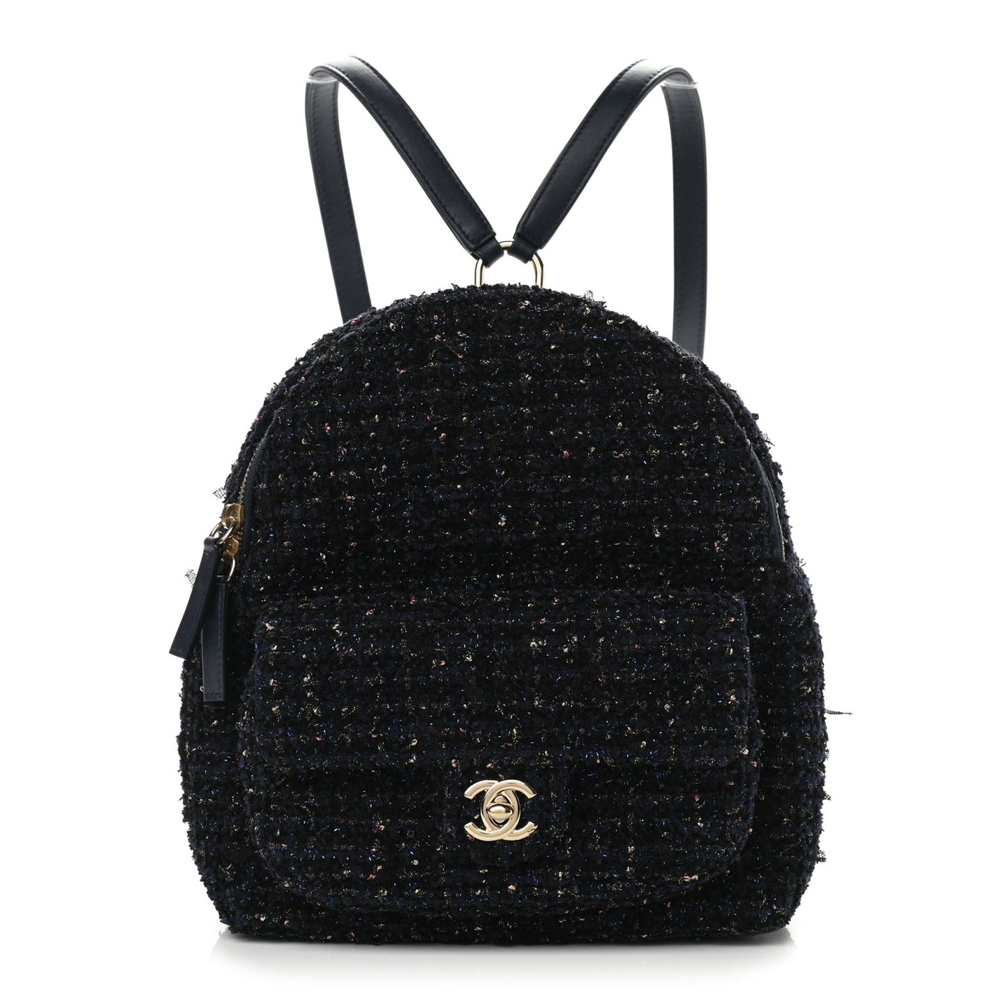 Tweed Front Pocket Backpack Navy