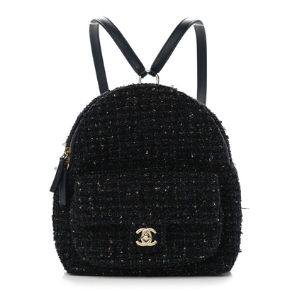 Chanel Tweed Front Pocket Backpack Navy 1 of 8